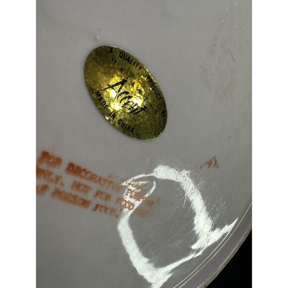 Vintage Oriental Accent Decorative Wall Plate Blue Pink Floral Design 12'' Round - Picture 3 of 6